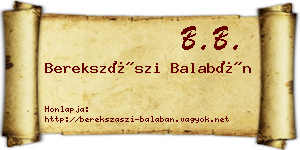 Berekszászi Balabán névjegykártya